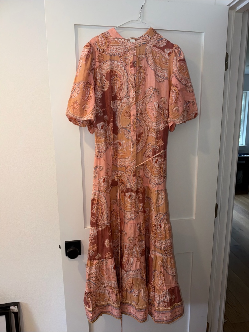 H&M Peach-Pink Paisley Midi Dress